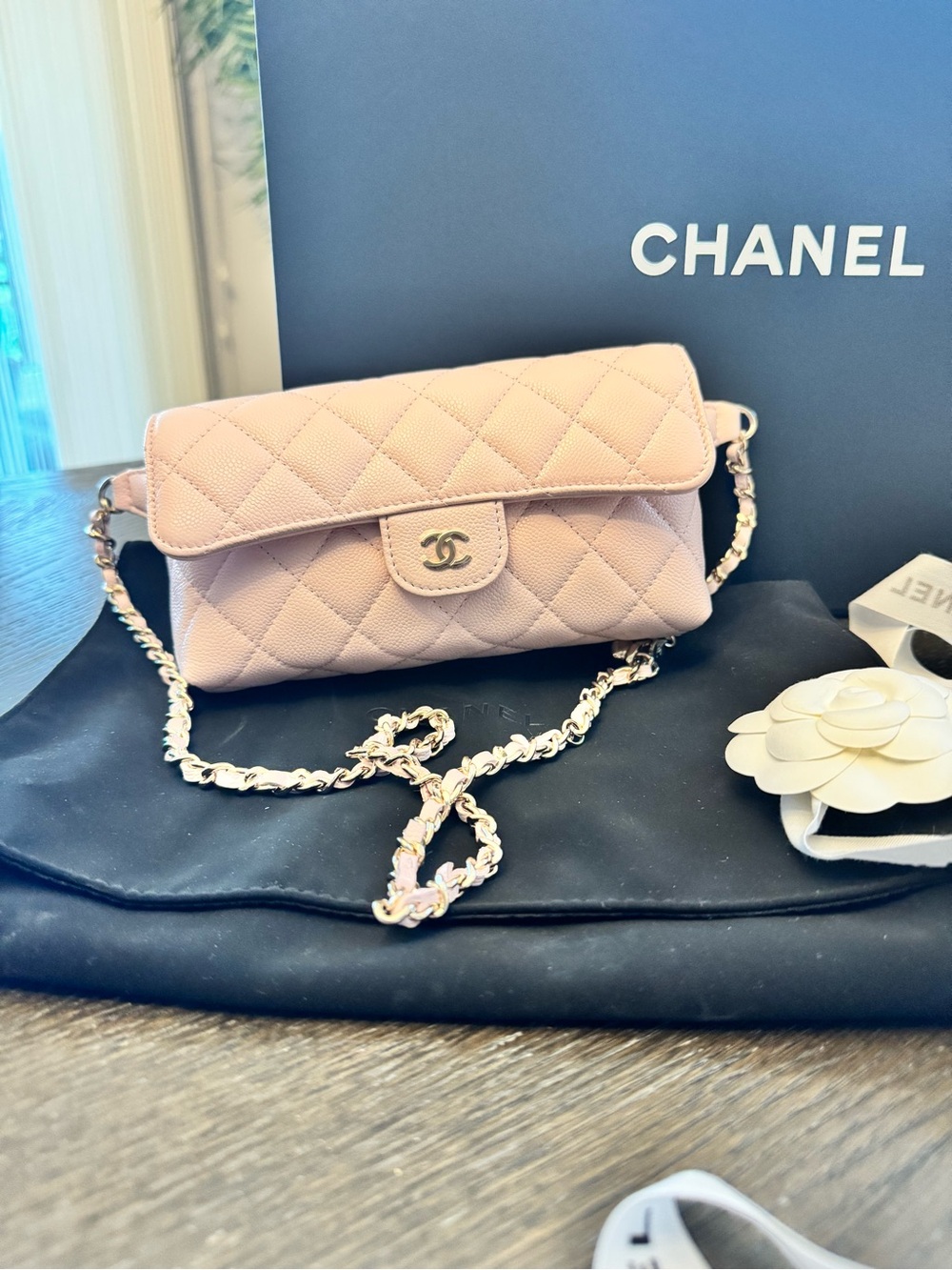 BRAND NEW Chanel Belt WOC in caviar BELT Pink Quilted wallet on chain - Picture 2 of 5